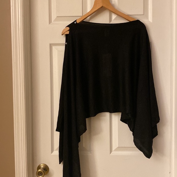 Damsel in a Dress Black Sparkle Wrap with buttons - Picture 3 of 4